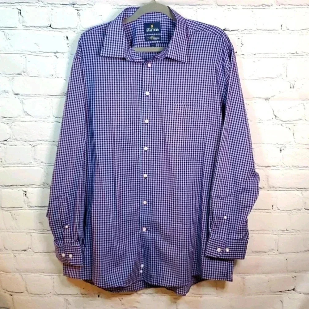 Stafford Travel Long-sleeved Shirt Size 18 Sleeve 34/35 Fitted Dress Shirt NWOT